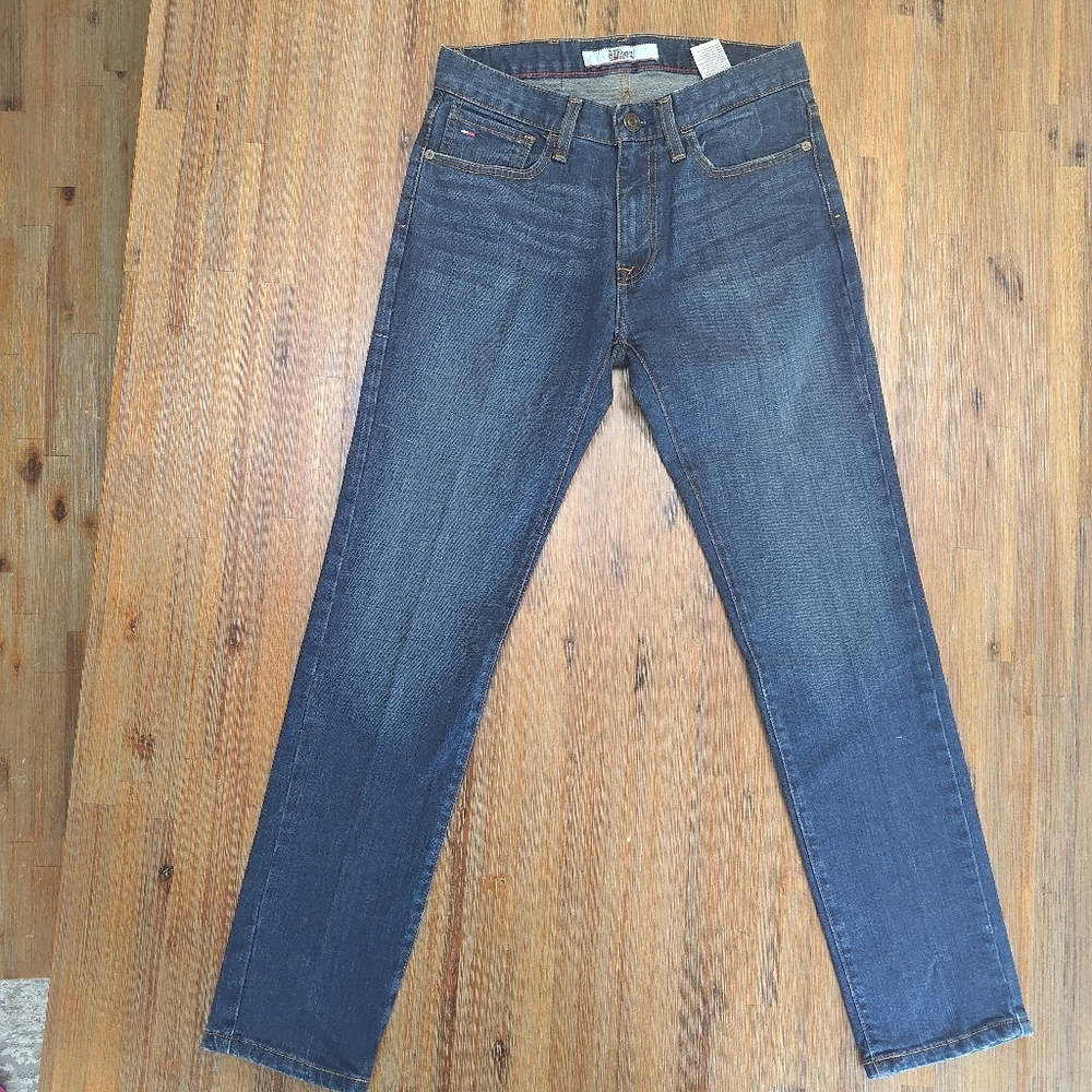 Men's Slim Stretch Tommy Hilfiger Jeans Dark Wash With Fading 29x30